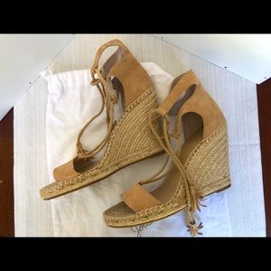 Joie ankle-tie suede wedge-heel espadrilles, sz 11